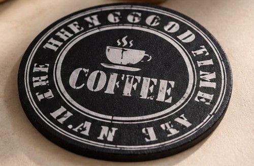 Vintage black coffee coaster - vintage,