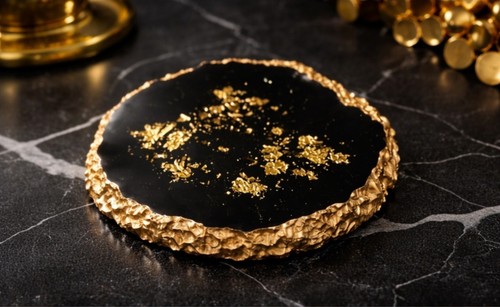 Black gold resin geode - gold,