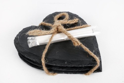 Slate coasters chalk 4 - +,