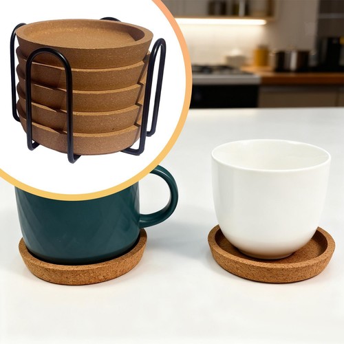 Round cork coasters - round,