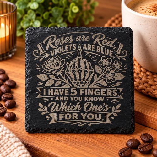Funny engraved slate coasters - engraved,
