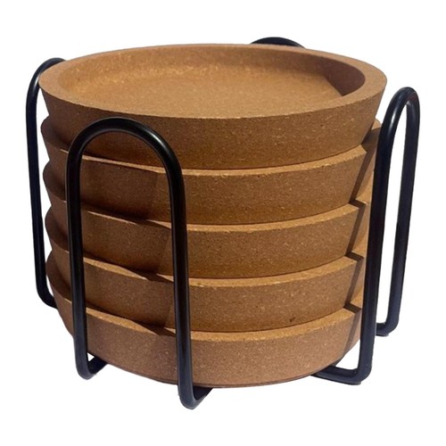 Round cork coasters with - 5x,