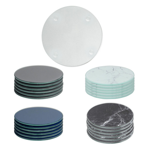 Round glass coasters 10cm - 6x,