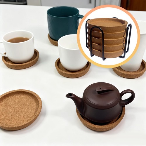 Round cork coasters - 5x, with